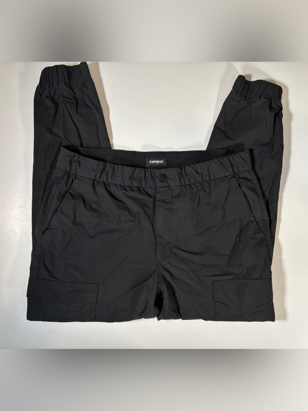 Express Black Cargo Joggers — Size L